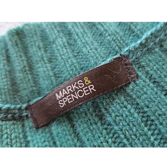 Marks & Spencer Women's Wool Angora Cozy Rib Knit Cardigan Sweater UK 22 US XXL - Picture 5 of 8